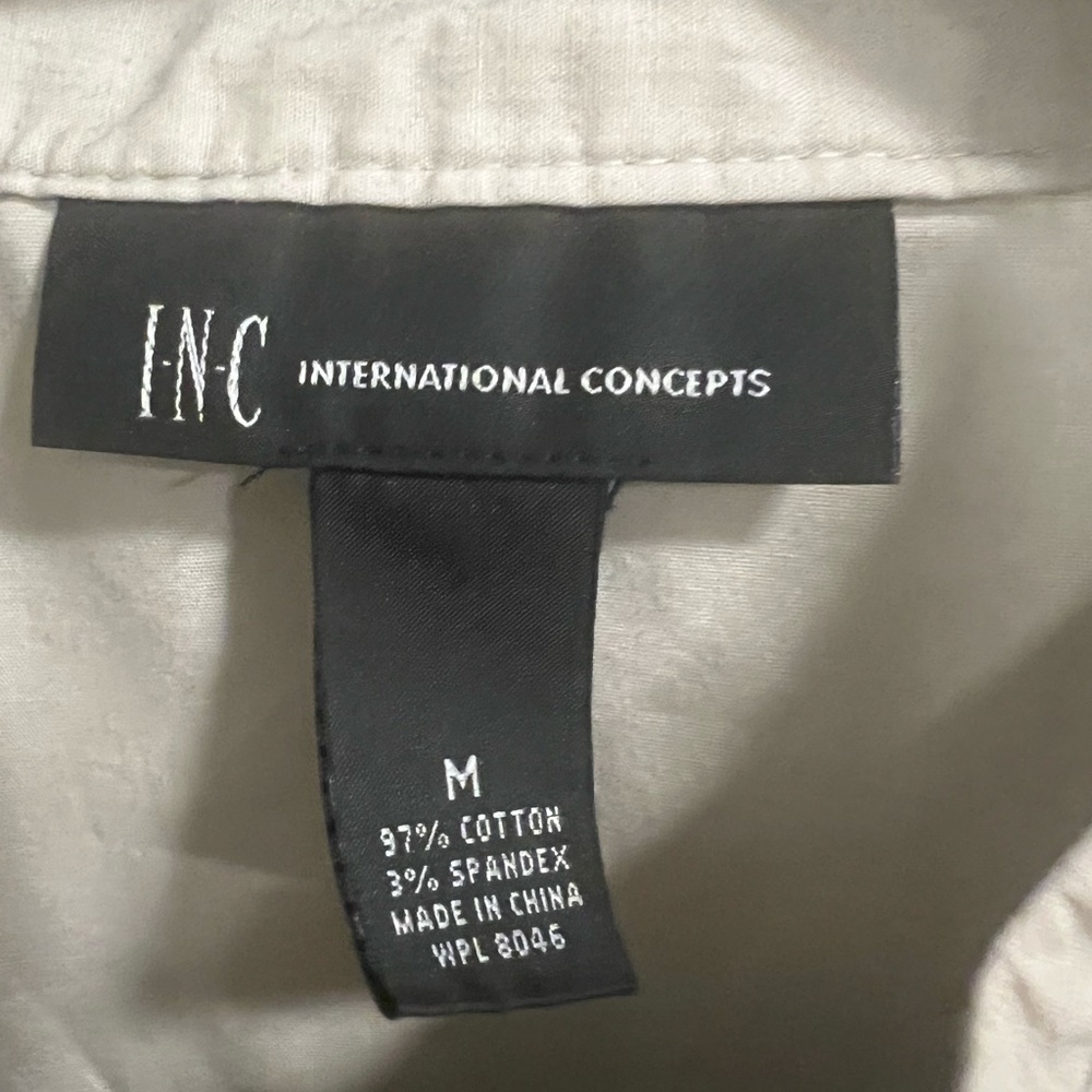INC beige light zip up jacket with military style buttons - Picture 3 of 5